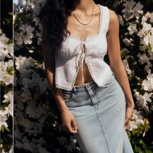 Reformation White Rosalie Linen Top